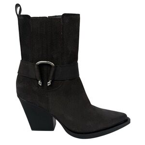 Dolce Vita Women's Black Embossed Suede Moto Boots